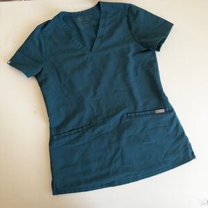 Figs Women's Teal V-Neck Medical Scrub Top
